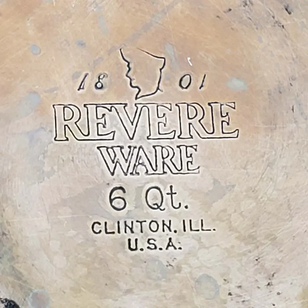 Vintage Revere Ware Copper Bottom 11 Piece Set Pots Pans Stock Skillet Lids